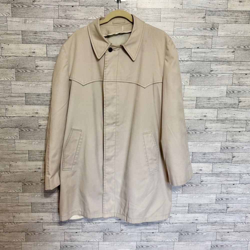 London Fog‎ Mens 44 Long Beige Classic Trench Coat Jacket Outerwear